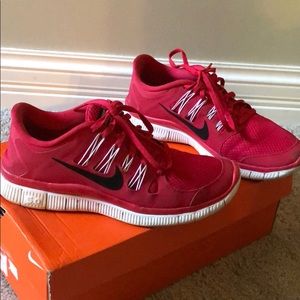 Nike Free 5.0 Red Tennis Shoes